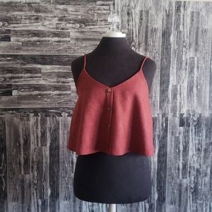 Shinestar Size Large Crop Top Merlot Red buttons